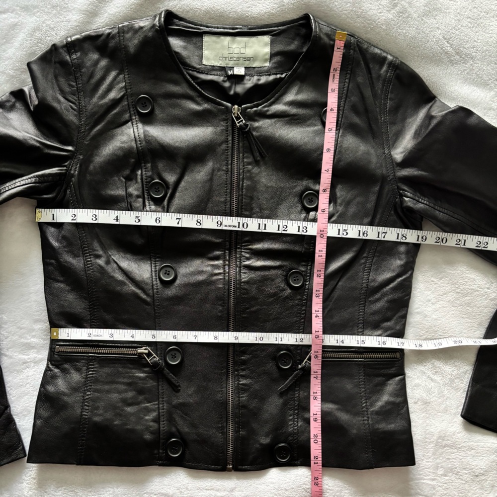 BOD & CHRISTENSEN Ariel Black Long Sleeve Genuine Leather Fitted Jacket--M - Picture 15 of 16